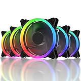 upHere gaming rgb lüfter 120mm pc lüfter,High Airflow Lüfter mit Controller und Hub, 5er-Pack (RGB123-5)