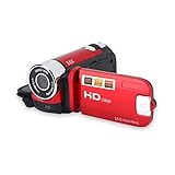 Handheld Video Camcorder 1080P FHD 16x Digitalzoom, Tragbar DV Digital Kamera mit COMS Sensor, Eingebautem Lautsprecher, 270° Drehbildschirm, Videokamera(Rot)