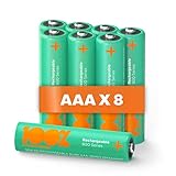 Solar Akku AAA | 8 Stück AAA Akku für Solarlampen NiMH 1,2 Volt (1,2V) | wiederaufladbare Batterien für Solarleuchten