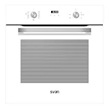 Svan Horno Multifunción Con Ventilador Cristal blanco SHM8700DCB. Capacidad 70 Litros, 3000 W, 8 Programas, Interior Esmaltado, Fácil Limpieza, Display LED Manual, Eficiencia Energética Clase A