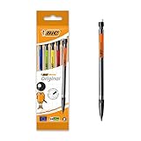 BIC Druckbleistift Matic, 0.7 mm, HB, sortierte Clipfarben, inklusive 3 Minen, Beutel à 5 Stück, schwarz