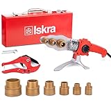 Iskra PE-Rohr Kunststoff-Schweißgerät mit Betriebsanzeige 20-63 mm, PPR Rohr Schweißgerät 300°C, Muffenschweißgerät mit Rohrabschneider & Überhitzungsschutz, 1500W