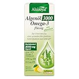 Alsiroyal Algenöl 3000 Omega-3 pflanzlich – hochdosiert mit 1090 mg DHA & 610 mg EPA – sehr guter Geschmack – stark für Herz, Augen und Gehirn – laborgeprüft, vegan, hergestellt in D.