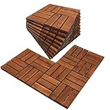 2m² Holzfliesen Terrassenfliesen Holz Fliesen Mosaik 30x30 cm - 22 STK Balkonfliesen wetterfest aus Akazienholz mit Klicksystem für Terrasse Balkon Stecksystem