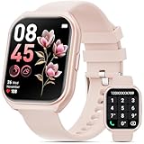 Smartwatch Herren Damen, 1.85' HD Smart Watch mit Telefonfunktion, 100+ Sportmodi Fitnessuhr mit Schrittzähler Herzfrequenz Schlafmonitor, IP68 Wasserdicht Fitness Tracker für Android iOS (Rosa)