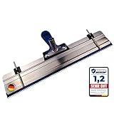 BACHSAM® Made in Germany Stehrakel Ausgleichsmasse Profi Flächenrakel 56cm breit, Edelstahl Doppelklinge, Zahnrakel mit Softgriff, Höhenverstellung & Stielhalterung, Großflächenrakel