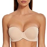 MELENECA Damen Push-Up Trägerlos BH - Bügel BH mit geformte Cups Beige 80B