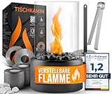 flammtal - Tischkamin [4h Brenndauer] - Tischfeuer für Indoor & Outdoor - Mit Verstellbarer Flamme - Bio Ethanol Kamin mit Zwei Steinarten [weiß & schwarz] - Bioethanol Tischkamin mit 2 Brennkammern