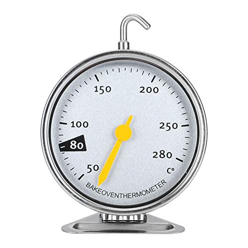 Backofen-Thermometer mit großem Zifferblatt, Edelstahl-Ofenthermometer mit großem Zifferblatt und Haken, Küchen-Messwerkzeuge, 50–280 °C