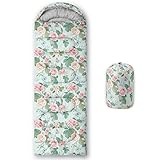 HOSIMA Schlafsack,Aquarell Blumen Helle Farbe Rose Druck,für Kaltes Klima,für Erwachsene,Mädchen und Jungen,wasserdicht,für Herren,warm,Camping,Wandern,Outdoor,Reisen,Jagd,Kompressionssack (Rose)