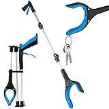 KUOGAS Greifzange für Senioren 91cm Aluminium Müllzange, Faltbare Greifer für Senioren, Drehbar Müllgreifer, Extra Langer Greifarm, Greifhilfe für Menschen mit Magnetspitzen (91CM)