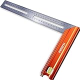 Presch Anschlagwinkel 300mm - Hochpräzise & Rostfrei - Innovatives Streichmaß 30cm - Exakter Schreinerwinkel inkl. Wasserwaage & Anreißnadel für ultimative Vielseitigkeit - Perfekte 90° & 45°