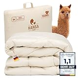 HANSA-FARM | Baby Alpaka Bio-Bettdecke 135 x 200 cm (Füllung 1.400g) - warm ideal für den Winter - atmungsaktiv und temperaturausgleichend