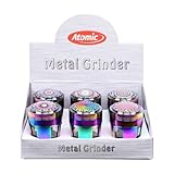 Atomic Metall Grinder Rainbow Window, 6er Packung, 50mm, 3-teilig, Sichtfenster, CNC-gefräst, scharfes Mahlwerk, magnetischer Deckel, bunte Kräutermühle, robust, langlebig, ideal für Blüten