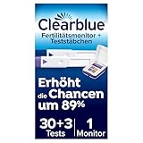 Clearblue Kinderwunsch Fertilitätsmonitor + Nachfüllpackung, 1 Touchscreen-Monitor + 33 Tests (30x Ovulationstest & 3x Schwangerschaftstest), 89% erhöhte Chance schwanger zu werden