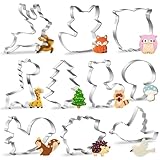 Ausstechformen Tiere 10 Stück, Keksausstecher Plätzchen, Ausstecher Waldtiere, Edelstahl Plätzchenausstecher, Ausstecher Kinder Wald Tiere für Geburtstag Deko Kindergeburtstag Party Tortendeko