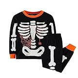 MNSWR Trikot Personalisiert Kinder für Kleinkinder, Mädchen Jungen, Pyjama-Sets für Halloween, Kleinkinder, leuchtet im Dunkeln Overall Kinder (Orange, 3-4 Years)