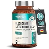 Glucosamin Chondroitin Hochdosiert 2127mg,180 Glucosamin Kapseln, Glucosamin Chondroitin MSM Kurkuma Ingwer Hagebutte, Gelenkkapseln Hochdosiert, Glucosamin Pulver Kapseln, VitaBright Glucosamin