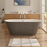 i-flair Freistehende Design Badewanne LUGANO - aus Acryl in 150x75 cm, Farbe Grau-Weiß