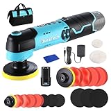 DURATECH Akku Poliermaschine 12V, Mini Auto Polierer 3000RPM mit 2,0Ah Batterie, Akkupolierer 50mm + 80mm Polierteller mit Zubehör und Aufbewahrungstasche für Auto, Möbeln, Metall