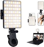 VKH Selfie Licht mit Clip, 72 LED Videolicht Dimmbare 3000K-9900K 3 Lichtmodi Handy Licht, CRI 80+ Panel-Licht, Eingebauten Rechargeable Akkus für Phone, Tablet, Laptop, YouTube, TikTok