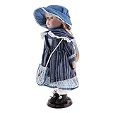 40cm Puppenstube Mini Porzellan Puppen mit Kleid Spielzeug Dekoration - Blau
