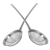 Warmhm sieb aus edelstahl Hot-Pot-Sieblöffel Spinnen-Küchengerät Spinnensieb Nudelschaufel Pasta-Abtropflöffel Maschensieb mit Griff Pasta Löffel 201 Edelstahl Silver