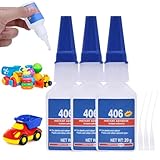Kunststoffkleber,3pcs Sekundenkleber Kunststoff,Sekundenkleber Extra Stark,Plastikkleber,Kunststoffkleber Extra Stark,Kunststoffkleber Wasserfest,Plastik Kleber,mit Anti-Austrocknungs-Spitze