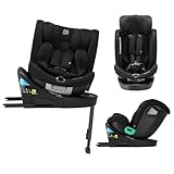DERYAN Chase Luxe 360° i-Size Kindersitz 0-36kg – Drehbarer Autositz 0–12 Jahre (40–150 cm) mit ISOFIX & Liegefunktion – Gruppe 0+/1/2/3, Rebroader, ECE R129 – Schwarz