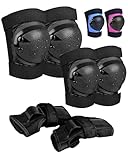iMoebel Schützer Schonerset 6 in 1 Inliner Protektoren Set Kinder Schutzausrüstung, Verstellbare Knieschoner Ellenbogenschützer Handgelenkschoner für Skaten Fahren Roller Skateboard, Schwarz S