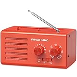 Transistorradio – AM FM Tragbares Radio mit Bestem Empfang, Eingebautem Lautsprecher, Kopfhöreranschluss, unterstützt USB-Stromversorgung/Batteriebetriebenes Radio für Zuhause/Outdoor/Camping（Rot）