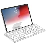 NULAXY KM13 Kabellose Tastatur mit Schiebe ständer Bluetooth Tastatur mit QWERTZ Deutsches Layout Tablets Tastatur Compatible with iPad iOS Android Windows – Silber