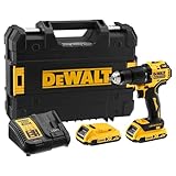 Dewalt 18 Volt Akku Schlagbohrschrauber DCD709D2T (bürstenloser Motor, 2-Gang-Vollmetallgetriebe, 15-stufiges Drehmomentmodul, 2x 18 V/ 2 Ah Li-Ion Akkus, Ladegerät, Gürtelclip, T-STAK-Box)