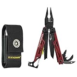 Leatherman Signal Multi-Tool - 19 Werkzeuge für Camping & Survival - Crimson Red, Mit Nylonholster