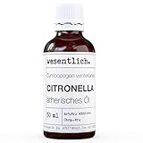 wesentlich. Citronella Öl - ätherisches Öl - 100% naturrein (Glasflasche) - u.a. für Duftlampe und Diffuser (50ml)