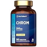 Chrom Tabletten 200mg | 1 Jahr Vorrat - 365 Vegan Stk | Hochdosiert Chrom Picolinat | ohne unnötige Zusätze | Horbaach
