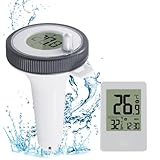 Gobesty Pool Thermometer Funkthermometer Digitales Poolthermometer Schwimmend Mit Poolsensor, Thermometer Wassertemperatur Pool mit LCD-Funk-Empfänger Reichweite Bis Zu 60m für Schwimmbäder Badewannen