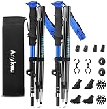 Anykuu Wanderstöcke Faltbar 2PCS Walking Stöcke Verstellbar 110-130cm Ultraleichte Trekkingstöcke mit 6 Paar Zubehör Hiking Poles Aluminium für All Terrain Walking Poles zum Wandern Skifahren