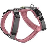 HUNTER Hundegeschirr Maldon UP, Farbe: Altrosa/grau, weich gepolstert & komfortabel, stark reflektierend durch 3M Scotchlite, 4-Fach verstellbar, mit gepolstertem Griff (ab S-M), Größe: S-M