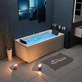 TroniTechnik® Badewanne IOS mit Whirlpool 170cmx75cm, Acrylwanne für zwei Personen, Whirlpoolwanne mit Armatur, freistehend und vormontiert, Indoor Whirlpoolbadewanne mit LED