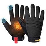 KAYGO Thermo Mechanische Arbeitshandschuhe KG127W, Isolierte Doppel Liner Gefüttert, Mechaniker Arbeitshandschuhe, Ideal für Winter Arbeit Kühlhaus Lager Bau bei kaltem Wetter (Voll Schwarz, L, Gr 9)