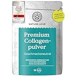 NATURE LOVE® Premium Collagen Pulver - 500g Kollagen - Peptide Type 1 und 3 - von Rindern aus Weidehaltung - Geschmacksneutral - ohne Zuckerzusatz & Süßungsmittel