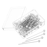 DOITOOL 100 Stück Perlennadel Perlenkopfstift Frost Perlenkopf zum Nähen Perlenstift Stifte nähen hochzeitslaken hochzeitsbingo partyspieße dekoring weiße stecknadeln extra feine Nähstifte