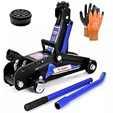 Wagenheber 2T, 130-330mm + Gummiauflage + Montagehandschuhe Profi Wohnmobil, Rangierwagenheber, Geländewagen, Werkstatt, Autoheber, PKW, Tief