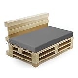 PRIMEPATIO Palettenkissen Outdoor für Terrassenmöbel, Auflagen, Kissen & Polster, Wasserdicht und Farbecht, Ersatz für Palettensofa, Sitzkissen für Europaletten, Hof, Garten, Terrasse, 120x80cm, Grau