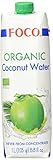 FOCO Bio Kokoswasser, pur, erfrischender Durstlöscher, Sportgetränk, kalorienarm, von Natur aus vegan, 100 % Kokosnusswasser - 6 x 1 l