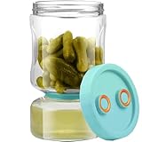 Hooolee® Glas Gurkenglas Zum Umdrehen, 1450ML Essiggurken Behälter mit Sieb und Deckel Gewürzgurken Behälter Pickle Jar für Eingelegte Gurken, Olive, Kimchi (Blau)