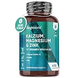 Kalzium Magnesium Zink - 400 Tabletten für 1+ Jahr - Magnesiumoxid mit Vitamin D3, K2, Selen, Mangan - 500mg Kalzium - Mineralstoffe & Multivitamin Komplex - Elektrolyte & Muskelaufbau - WeightWorld