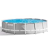 Intex 26716NP – Aufstellpool Prism Frame Rund, Filterpumpe 2006 L/h, Leiter, 8592 L, Stahl und PVC, Grau, 366x99 cm