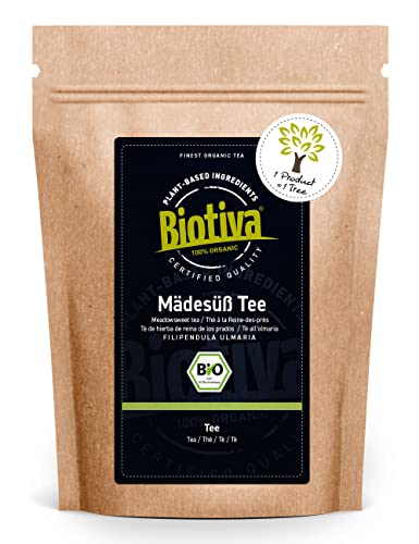 Biotiva Mädesüß Tee Bio 250g - echtes Mädesüß - ohne Zusätze - vegan - 100% Bio-Qualität - Abgefüllt und kontrolliert in Deutschland